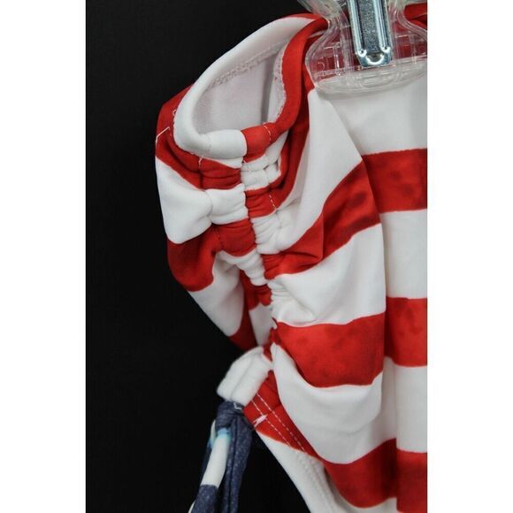 TRUE CRAFT PLUS SIZE 1X SWIM BOTTOMS RED WHITE STRIPE W/BLUE DRAWSTRING - Picture 5 of 7